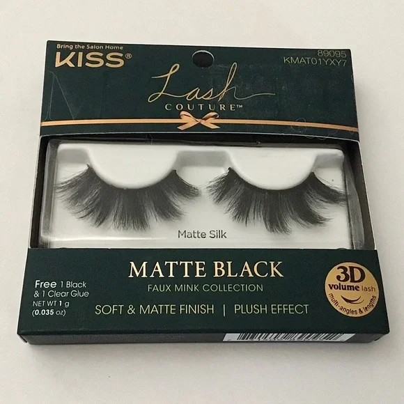 New 4 Pair Kiss Lash Couture Matte Black 3D Faux Mink Lashes - Picture 4 of 8